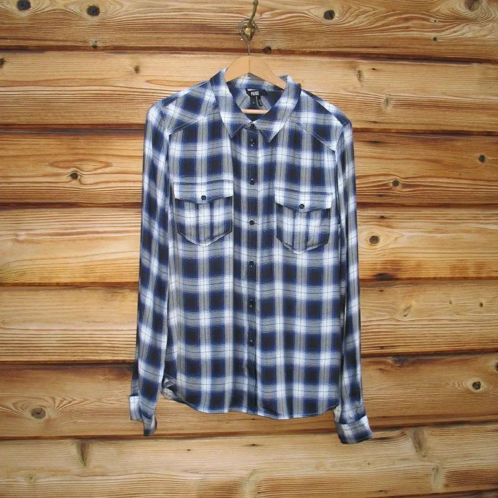 NWOT PAIGE Mya Viscose Plaid Shirt Top